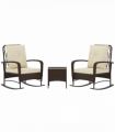 Outsunny Rattan Bistro Set Balcony Furniture with Rocking Chairs, Brown