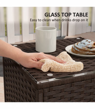 Outsunny Rattan Bistro Set Balcony Furniture with Rocking Chairs, Brown