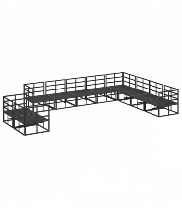 Garden Sofa Set with Cushion 10 pcs Black Aluminium