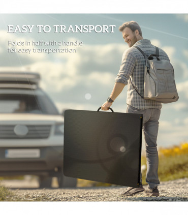 Outsunny Rattan Effect Folding Picnic Table and Bench Set w/ Handles, Black