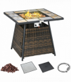 Outsunny Rattan Fire Pit Square Patio Heater w/ Fire Control Panel for Outdoor