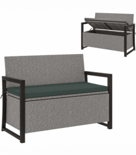 Outsunny Rattan Garden Bench with Storage, Inner Bag, 151.5L Outdoor Bench