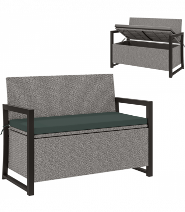 Outsunny Rattan Garden Bench with Storage, Inner Bag, 151.5L Outdoor Bench