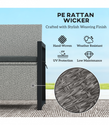 Outsunny Rattan Garden Bench with Storage, Inner Bag, 151.5L Outdoor Bench