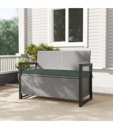 Outsunny Rattan Garden Bench with Storage, Inner Bag, 151.5L Outdoor Bench