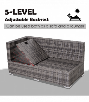 Outsunny Rattan Garden Sofa Set Storage Table Wicker Patio Lounger 4-Seater Grey