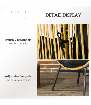 Outsunny Rattan Leisure Chair w/ Cushion, Garden Egg Chair with Headrest, Sand