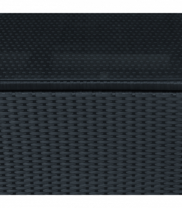 Outsunny Rattan Side Table Patio Frame Tempered Glass Outdoor Wicker-Black