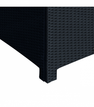 Outsunny Rattan Side Table Patio Frame Tempered Glass Outdoor Wicker-Black