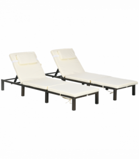 Outsunny Rattan Sun Loungers Set of 2 with 5-Level Adjustable Backrest