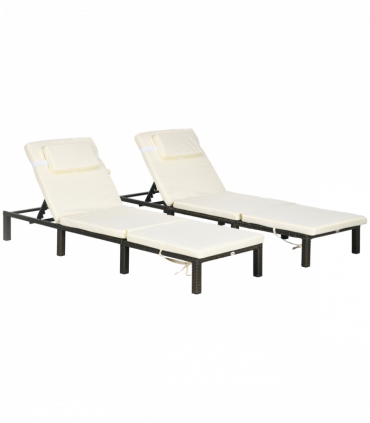 Outsunny Rattan Sun Loungers Set of 2 with 5-Level Adjustable Backrest