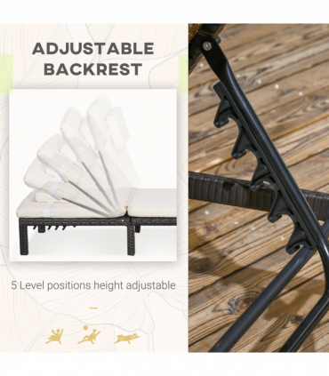 Outsunny Rattan Sun Loungers Set of 2 with 5-Level Adjustable Backrest