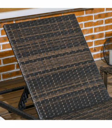 Outsunny Rattan Sun Loungers Set of 2 with 5-Level Adjustable Backrest