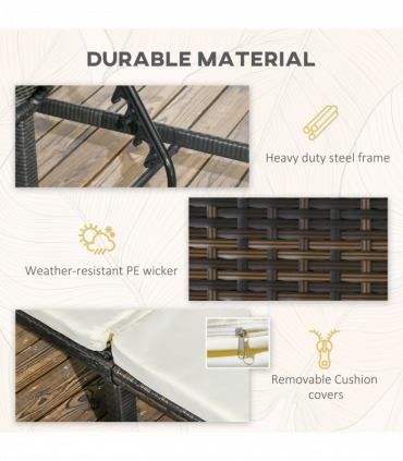 Outsunny Rattan Sun Loungers Set of 2 with 5-Level Adjustable Backrest