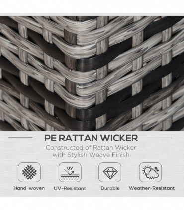 Outsunny Rattan Wicker 2-seat Sofa Loveseat Padded Garden Furniture Grey