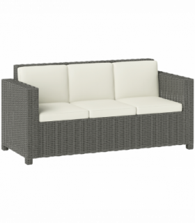 Outsunny Rattan Wicker 3-seater Sofa Chair Patio Furniture w/ Cushion Cream