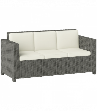 Outsunny Rattan Wicker 3-seater Sofa Chair Patio Furniture w/ Cushion Cream