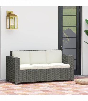 Outsunny Rattan Wicker 3-seater Sofa Chair Patio Furniture w/ Cushion Cream