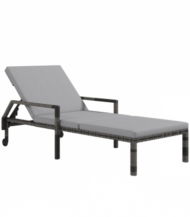 Outsunny Rattan Wicker Chaise Sun Lounger Garden w/ Adjustable Backrest & Wheels