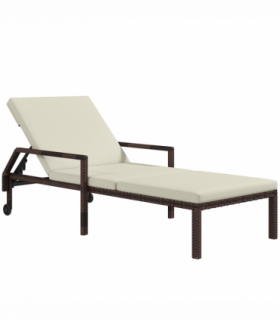 Outsunny Rattan Wicker Chaise Sun Lounger Garden w/ Adjustable Backrest & Wheels