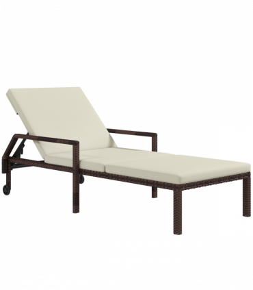 Outsunny Rattan Wicker Chaise Sun Lounger Garden w/ Adjustable Backrest & Wheels