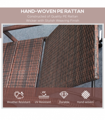 Outsunny Rattan Wicker Chaise Sun Lounger Garden w/ Adjustable Backrest & Wheels