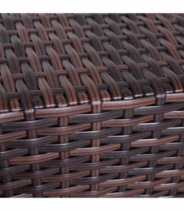 Outsunny Rattan Wicker Tea Coffee Table w/ Umbrella Hole Storage Space Brown