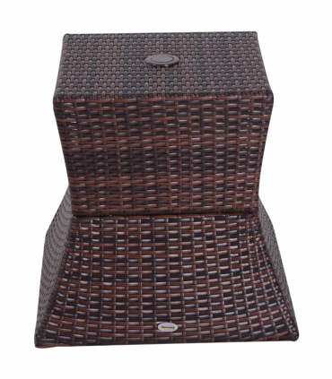 Outsunny Rattan Wicker Tea Coffee Table w/ Umbrella Hole Storage Space Brown