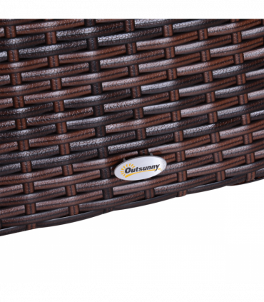 Outsunny Rattan Wicker Tea Coffee Table w/ Umbrella Hole Storage Space Brown