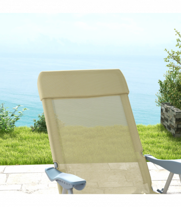 Outsunny Reclining Garden Chairs Set of 2 with 5-level Adjustable Backrest Beige