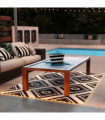 Outsunny Reversible Outdoor Rug with LED String Lights, Black and White