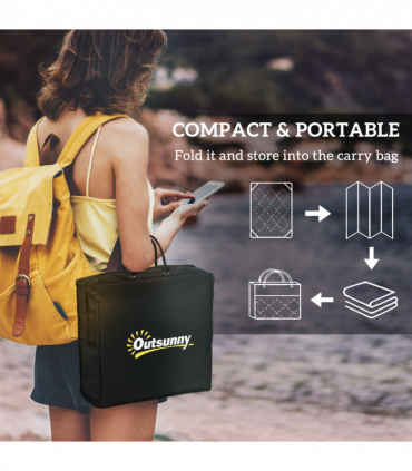 Outsunny Reversible Outdoor Rug with LED String Lights, Brown and Black