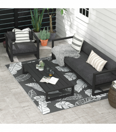 Outsunny Reversible Waterproof Outdoor Rug W/ Carry Bag, 182 x 274cm, Grey