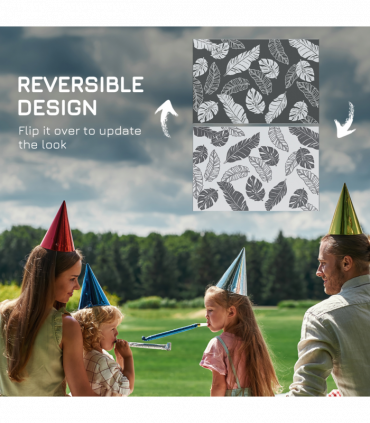 Outsunny Reversible Waterproof Outdoor Rug W/ Carry Bag, 182 x 274cm, Grey