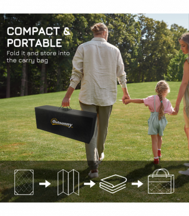 Outsunny Reversible Waterproof Outdoor Rug with Carry Bag, 182 x 274 cm, Black