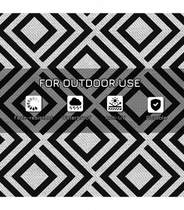 Outsunny Reversible Waterproof Outdoor Rug with Carry Bag, 182 x 274 cm, Black