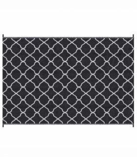 Outsunny Reversible Waterproof Outdoor Rug with Carry Bag, 182 x 274 cm, Black