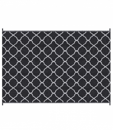 Outsunny Reversible Waterproof Outdoor Rug with Carry Bag, 182 x 274 cm, Black
