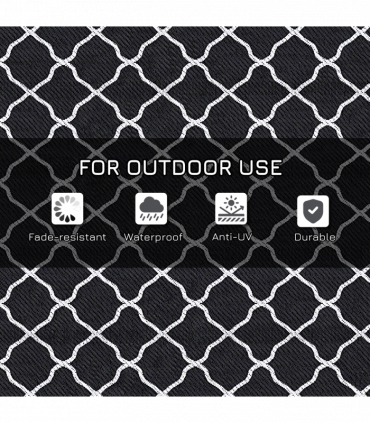 Outsunny Reversible Waterproof Outdoor Rug with Carry Bag, 182 x 274 cm, Black