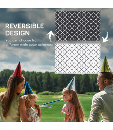 Outsunny Reversible Waterproof Outdoor Rug with Carry Bag, 182 x 274 cm, Black