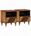 vidaXL Bedside Cabinet with Drawer 2 pcs Honey brown 40 x 33 x 46 cm