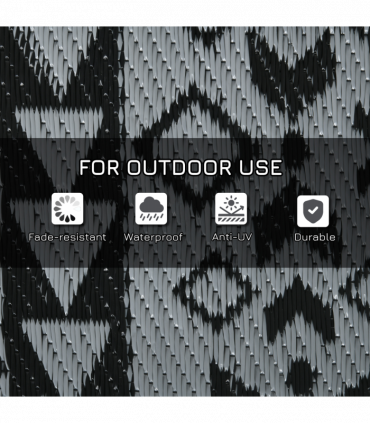 Outsunny Reversible Waterproof Outdoor Rug with Carry Bag, 182 x 274cm, Black