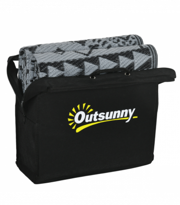 Outsunny Reversible Waterproof Outdoor Rug with Carry Bag, 182 x 274cm, Black