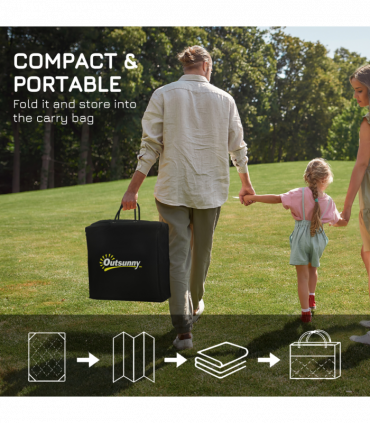 Outsunny Reversible Waterproof Outdoor Rug with Carry Bag, 182 x 274cm, Blue