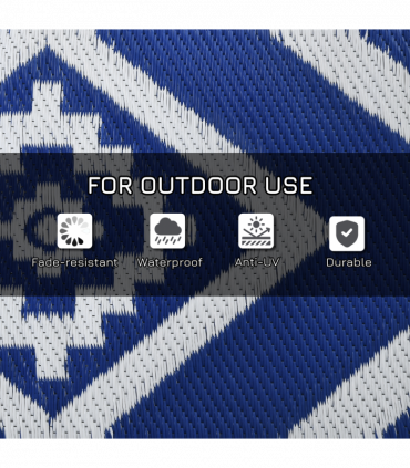 Outsunny Reversible Waterproof Outdoor Rug with Carry Bag, 182 x 274cm, Blue