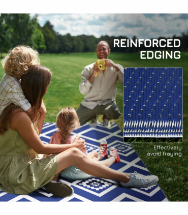 Outsunny Reversible Waterproof Outdoor Rug with Carry Bag, 182 x 274cm, Blue