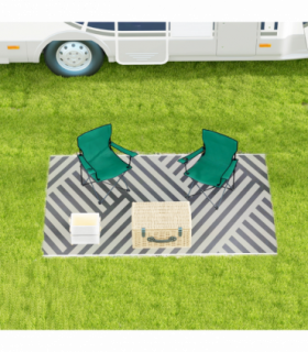 Outsunny Reversible Waterproof Outdoor Rug with Carry Bag, 182 x 274cm, Grey