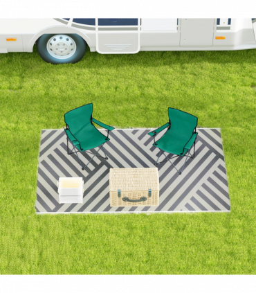 Outsunny Reversible Waterproof Outdoor Rug with Carry Bag, 182 x 274cm, Grey