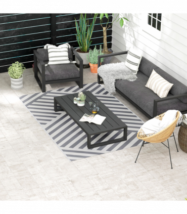 Outsunny Reversible Waterproof Outdoor Rug with Carry Bag, 182 x 274cm, Grey