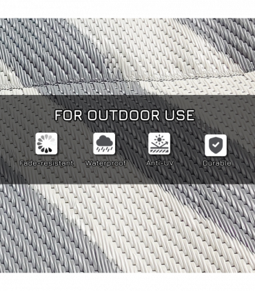 Outsunny Reversible Waterproof Outdoor Rug with Carry Bag, 182 x 274cm, Grey